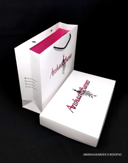 Stylish and strong paper bag and saree box for Arishaa Sarees