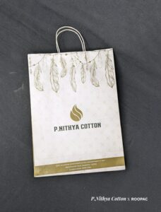 Tiruchengode Golden Paper bags for Nithya Cotton