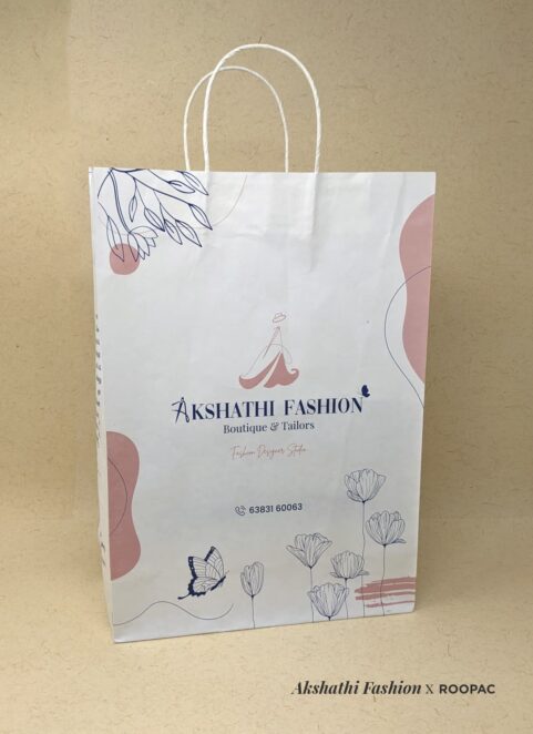 Our chic Paper Bag, carrying Akshathi Fashion's tailored creations in Vellakovil.