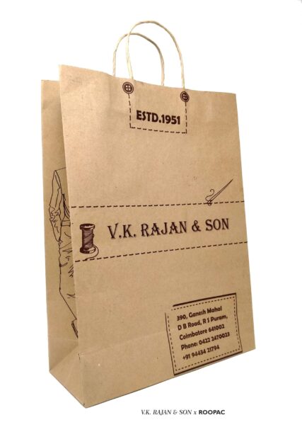 Custom paper bags by V.K Rajan & Son Coimbatore, Elegant paper bags for menswear, Premium bespoke tailoring bags in Coimbatore