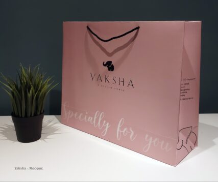 Personalized Paper Bag designed for Yaksha Design House, showcasing its strength and elegance