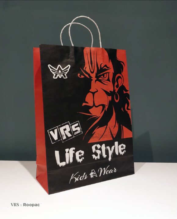 Our durable and cute Paper Bags, perfect for your kids' apparel shopping at VRS Lifestyle, Pondicherry & Tindivanam.