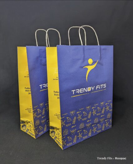 Unique, green-friendly paper bag for carrying stylish men's apparel.