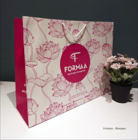 Our robust and elegant Paper Bags, an excellent companion for your clothing shopping at Formaa, Tiruppur.