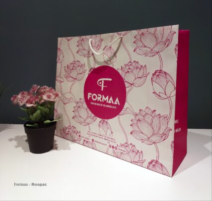 Our durable and stylish Paper Bags, the perfect packaging choice for clothing shopping at Formaa, Tiruppur.