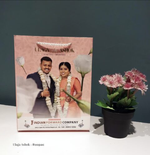 Ulaga & Ashok's personalized wedding paper bags