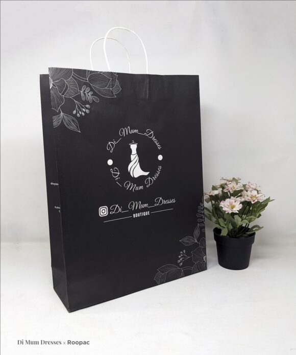 Stylish Printed Paper Bag for carrying dresses from Di Mum Dresses Boutique