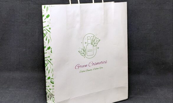 Eco-friendly Green Cosmetics Paper Bag, perfect for carrying your beauty purchases