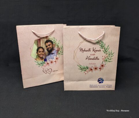 Image of Nishanth and Hemalatha's wedding favor paper bag