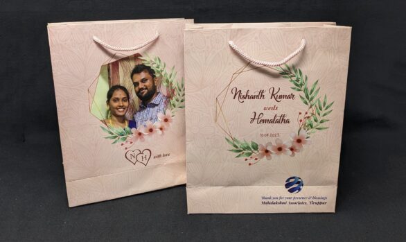 Image of Nishanth and Hemalatha's wedding favor paper bag