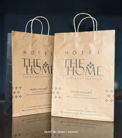 Close-up view of the 'Hotel The Home' High-Quality Hotel Laundry Bag showing the texture of recyclable paper material