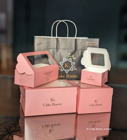 K's cake room paper bags and cake boxes