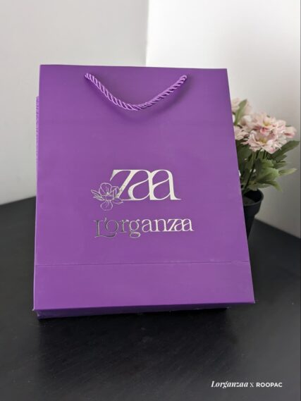 Luxurious silver-foil paper bags for Lorganzaa