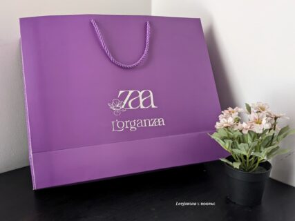 Luxurious silver-foil paper bags for Lorganzaa