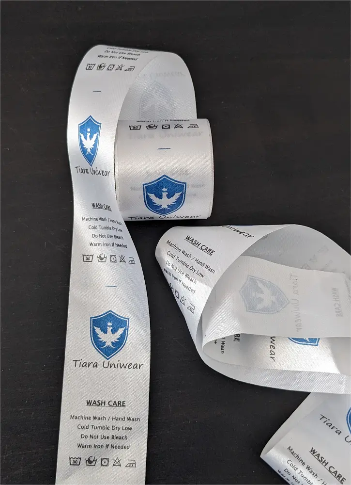 Tiara custom printed Satin label from Roopac
