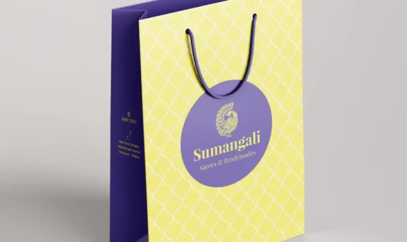 Elegant paper bag from Sumangali Sarees & Readymades, Thiruvarur