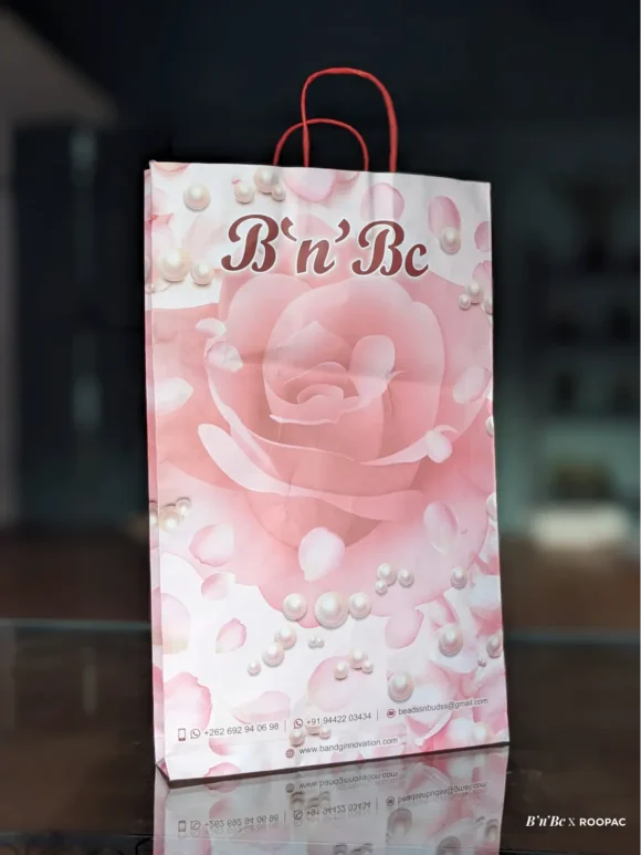 "B'n'Bc's floral paper bag reflecting France's garden charm.