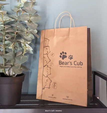 Child-friendly Bear's Club paper bag design