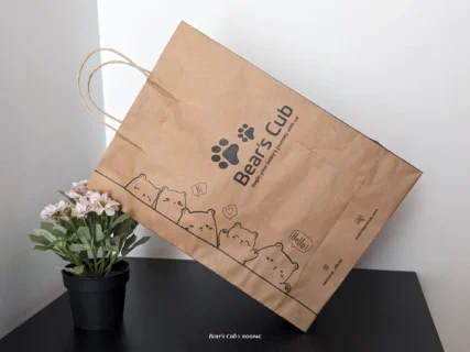 Bear's Club kraft paper bag with cute bear logos