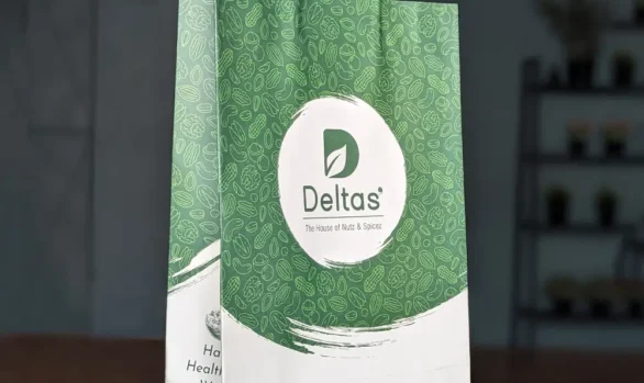 Deltas store display featuring new nut and spice packaging