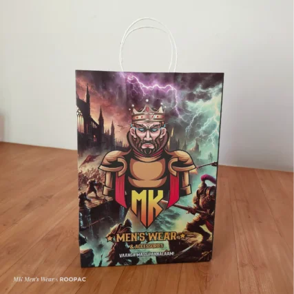 Stylish menswear paper bags at MK Mens Wear shop
