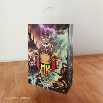 Stylish menswear paper bag with 3D design from MK Mens Wear Ranipet