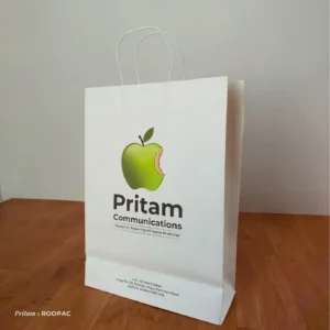 Roopac’s custom paper bag for Pritam Communications, Chennai’s gadget store