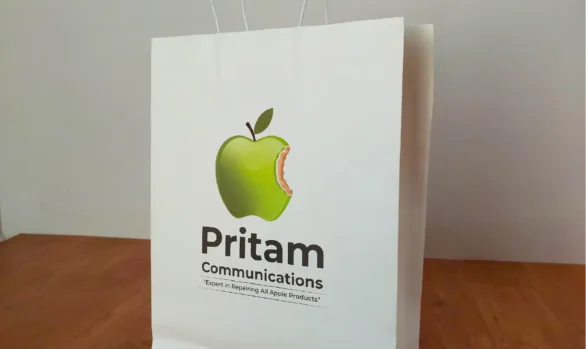 Roopac’s custom paper bag for Pritam Communications, Chennai’s gadget store