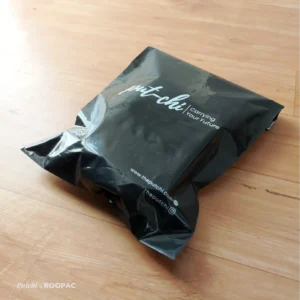 Stylish packaging for maternity wear: The Putchi black poly mailers by Roopac