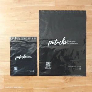 The Putchi Black Poly Mailers by Roopac, designed for modern maternity wear