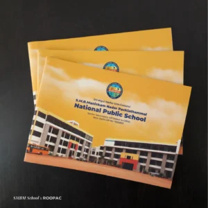 Creative and colourful SMBM National Public School catalogue designed by Roopac